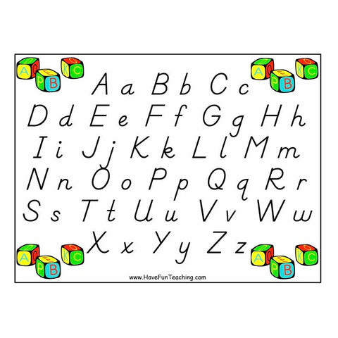 Alphabet Poster Dnealian Letters Worksheet