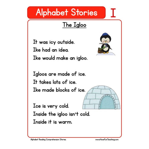 Alphabet Stories Comprehension I Worksheet