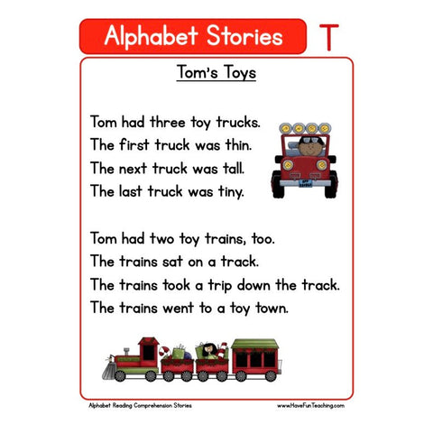 Alphabet Stories Comprehension T Worksheet