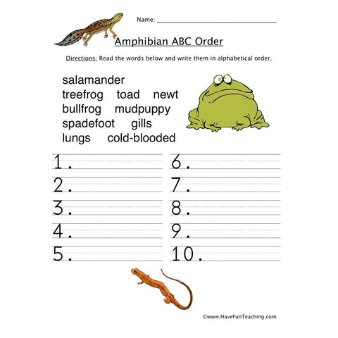 Alphabetical Order Worksheet 6
