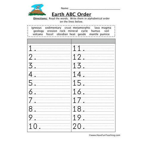 Alphabetical Order Worksheet 8
