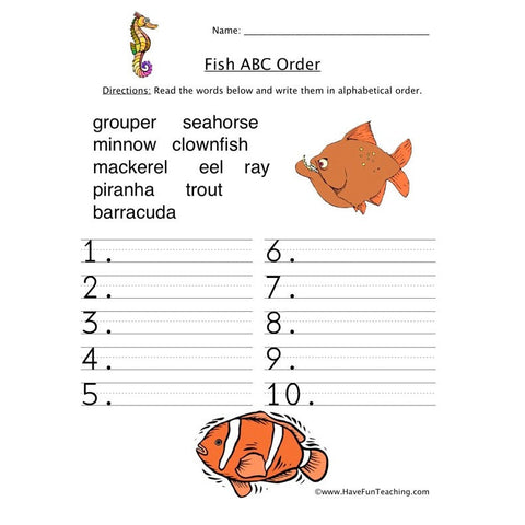 Alphabetical Order Worksheet 10