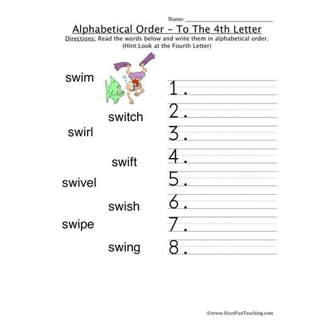 Alphabetical Order Worksheet 11