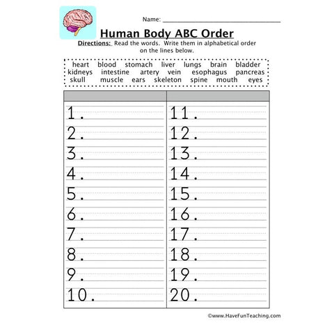 Alphabetical Order Worksheet 12