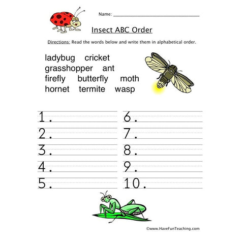 Alphabetical Order Worksheet 13