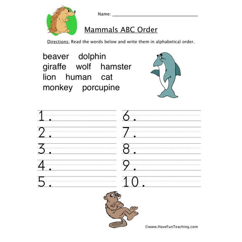Alphabetical Order Worksheet 14