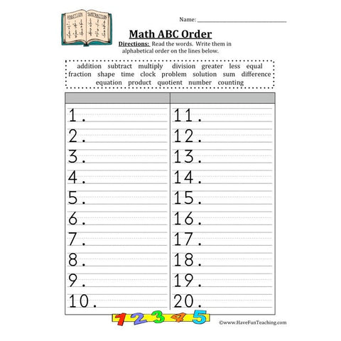 Alphabetical Order Worksheet 15
