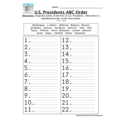 Alphabetical Order Worksheet 18