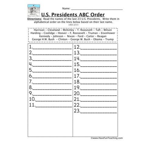 Alphabetical Order Worksheet 19
