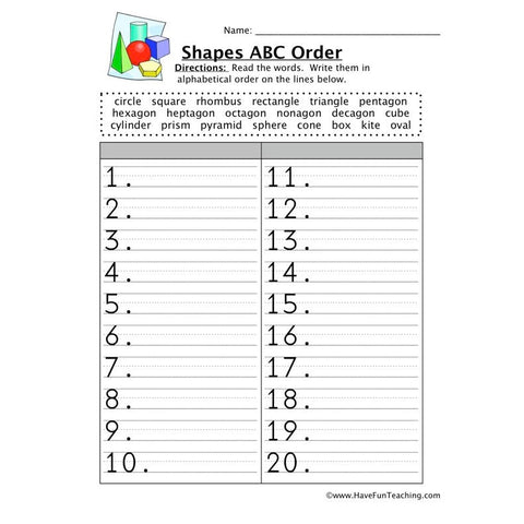 Alphabetical Order Worksheet 23