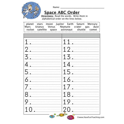 Alphabetical Order Worksheet 24