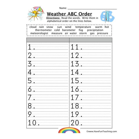 Alphabetical Order Worksheet 25