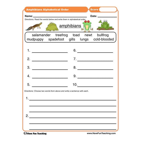 Alphabetical Order Worksheet 26