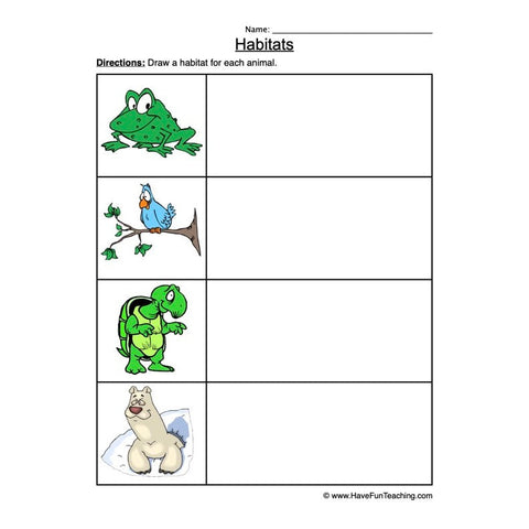 Animal Habitats Worksheet 2