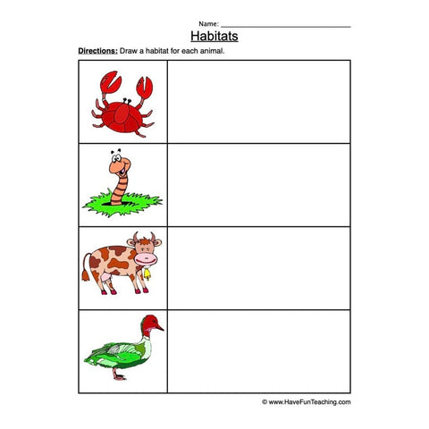 Animal Habitats Worksheet 4