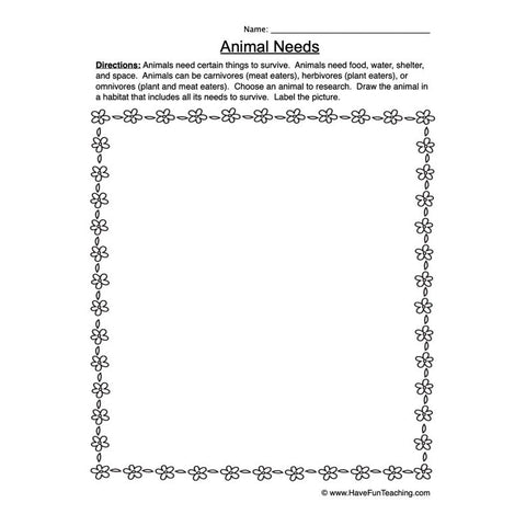 Animal Needs Worksheet