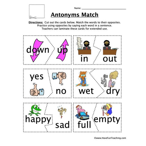 Antonyms Worksheet