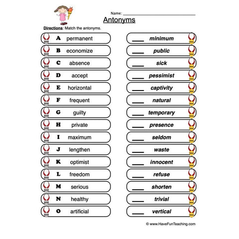 Antonyms Worksheet 3