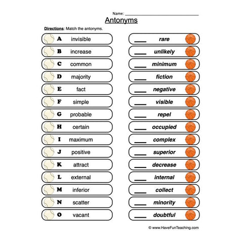 Antonyms Worksheet 4