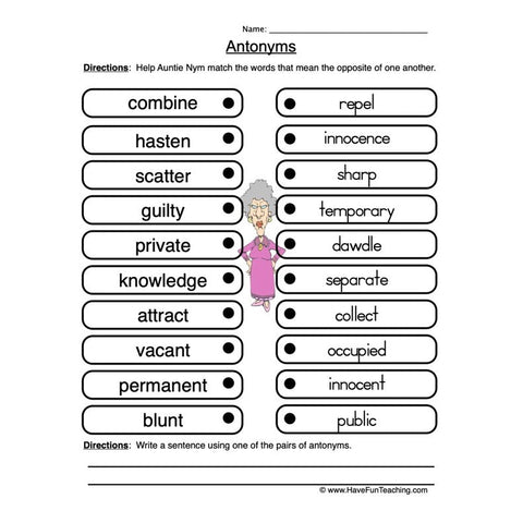 Antonyms 1 Worksheet