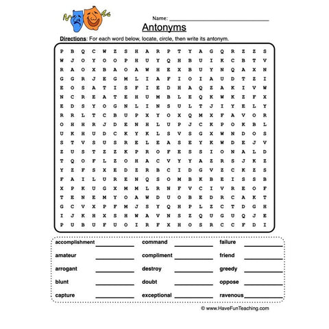 Antonyms Worksheet 5