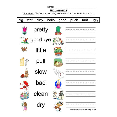 Antonyms Worksheet 8