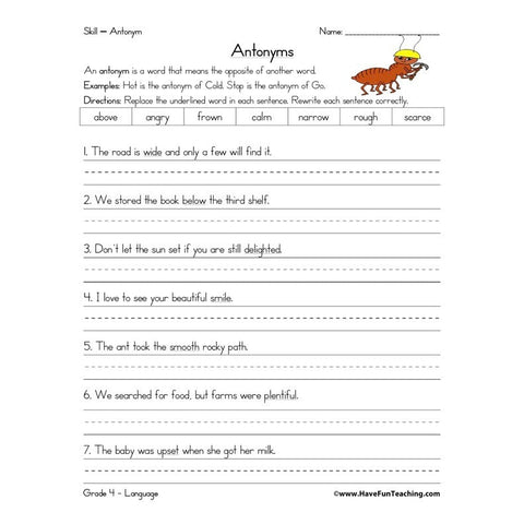 Antonyms Worksheet 10