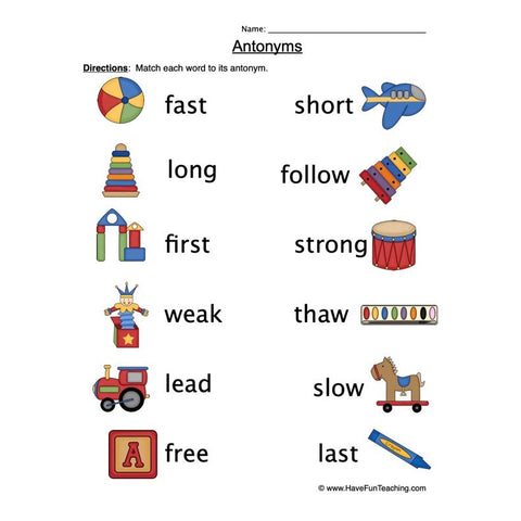 Antonyms Worksheet 11