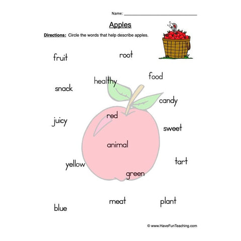 Apples Worksheet