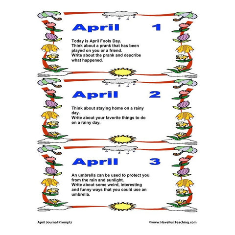 April Journal Prompts Worksheet