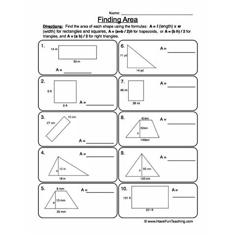 Area Worksheet 4