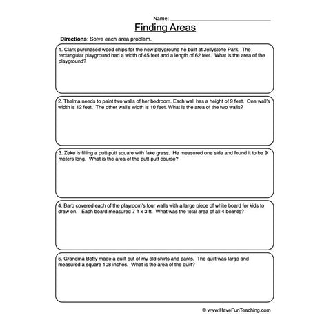 Area Worksheet 7