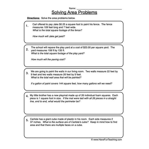 Area Worksheet 8