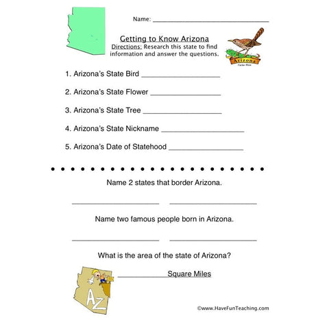 Arizona Worksheet