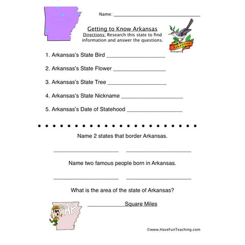 Arkansas Worksheet