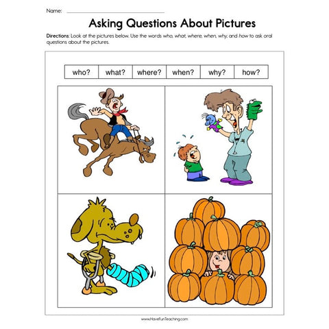 Asking Questions About Pictures Worksheet