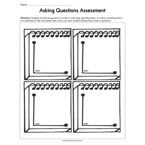 Asking Questions Assessment Worksheet