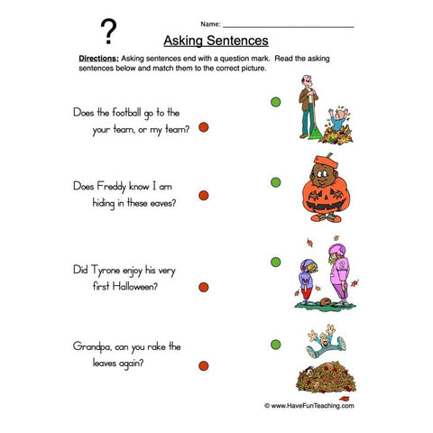 Asking Sentences Worksheet