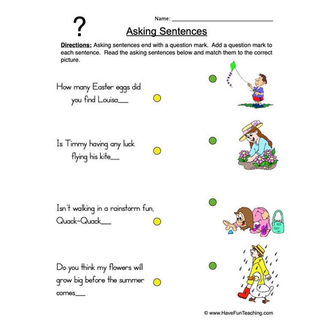 Asking Sentences Worksheet 2