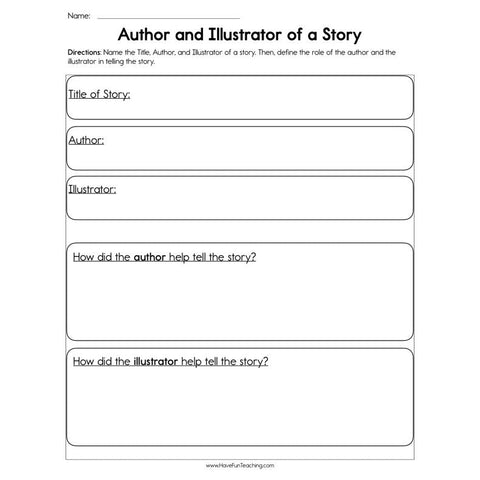 Author and Illustrator of a Story Worksheet