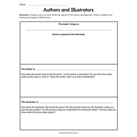Authors and Illustrators Worksheet