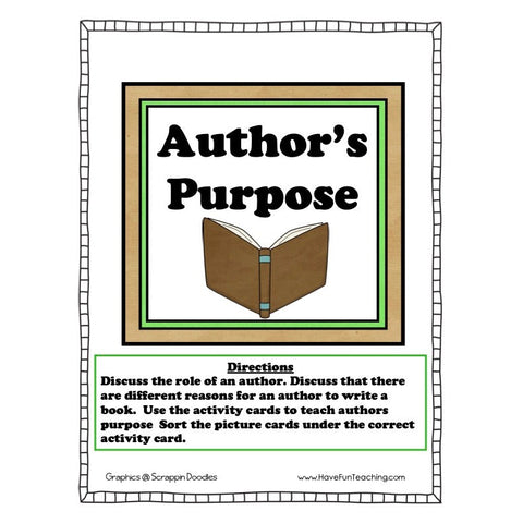 Authors Purpose Picture Sorting Game