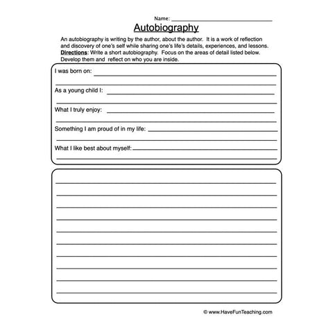 Autobiography Worksheet