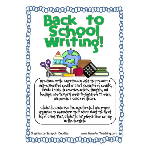 Back to School Adjectives Writing Game