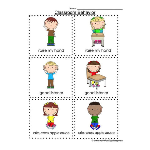 Back to School Classroom Behavior Flash Cards