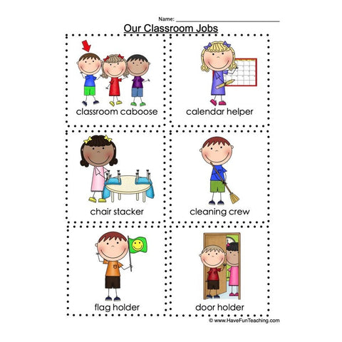 Back to School Classroom Jobs Flash Cards