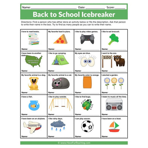 Back to School Icebreaker Worksheet