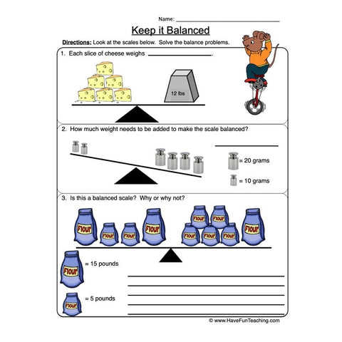 Balanced Scale Worksheet