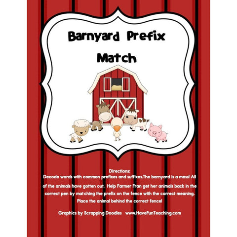 Barnyard Prefix Matching Game