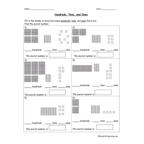 Base 10 Blocks Worksheet 2